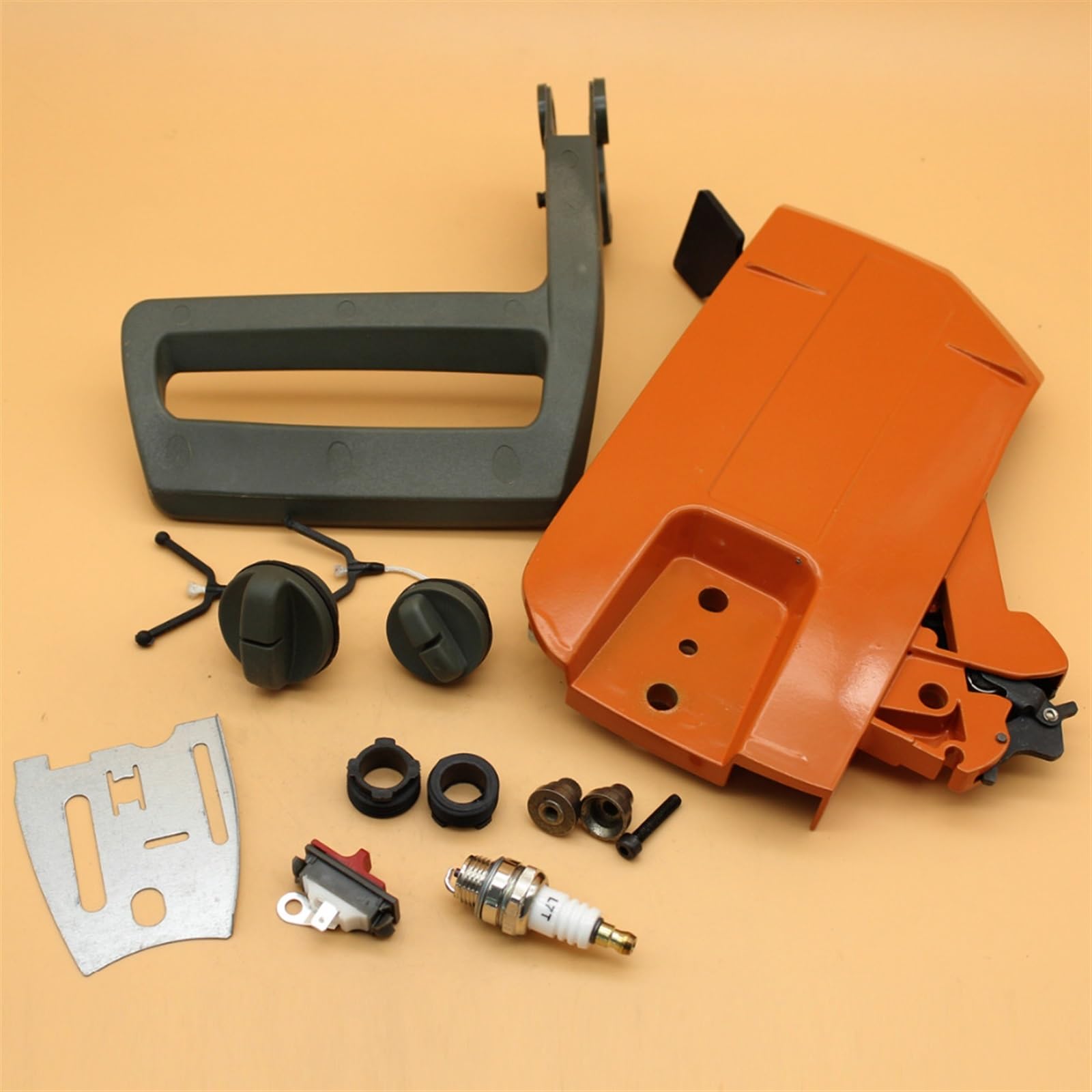 IWBR Cubierta de Embrague, Placa de manija de Freno, Engranaje helicoidal, Conjunto de Tapa de Aceite de Combustible Apto for Husqvarna 268 272 XP 266 66 61, Piezas de Repuesto de Motosierra