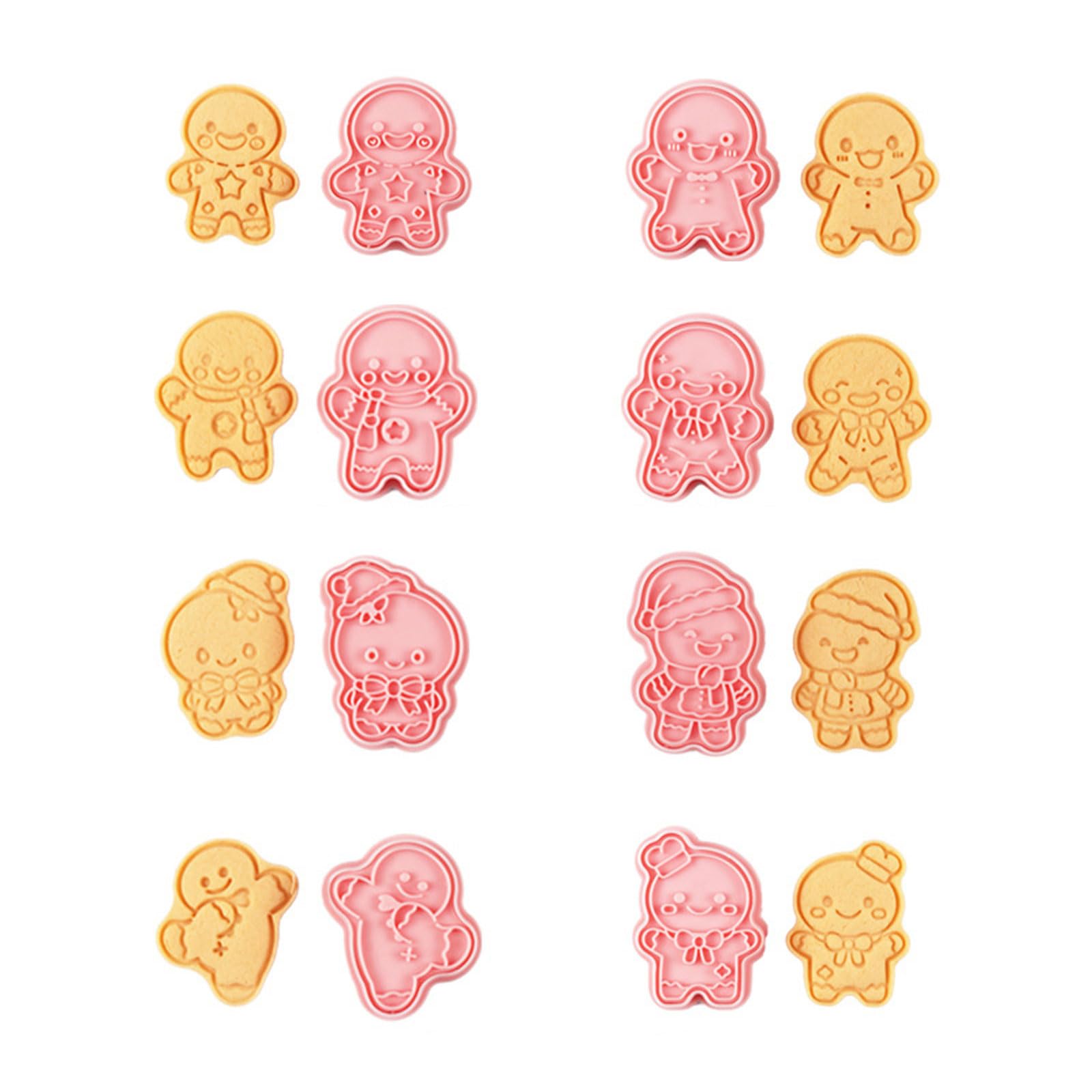 Jazuaiao 8Pcs Christmas Biscuits Cutter Pressable Biscuits Mold Cookie Stamps Kitchen Baking Supplies Easy to Use Cookie Stamps Press for Baking