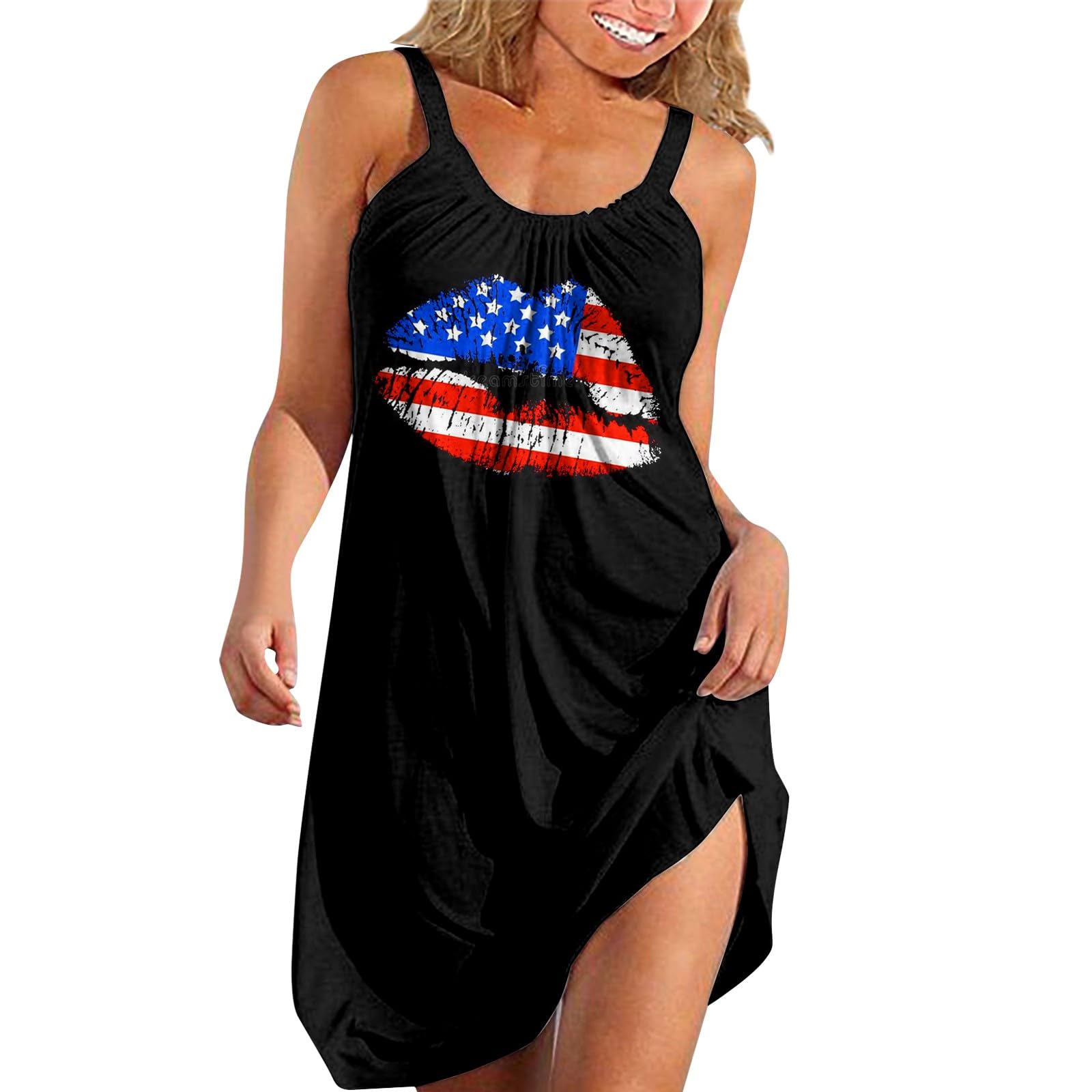 Generic Vestidos Mujer Casual Midi Baratos Vintage Camisa de Vestir Sueltos Falda con Cuello en V Bohemio, Asimétrico, Casual Vestidos de Playa