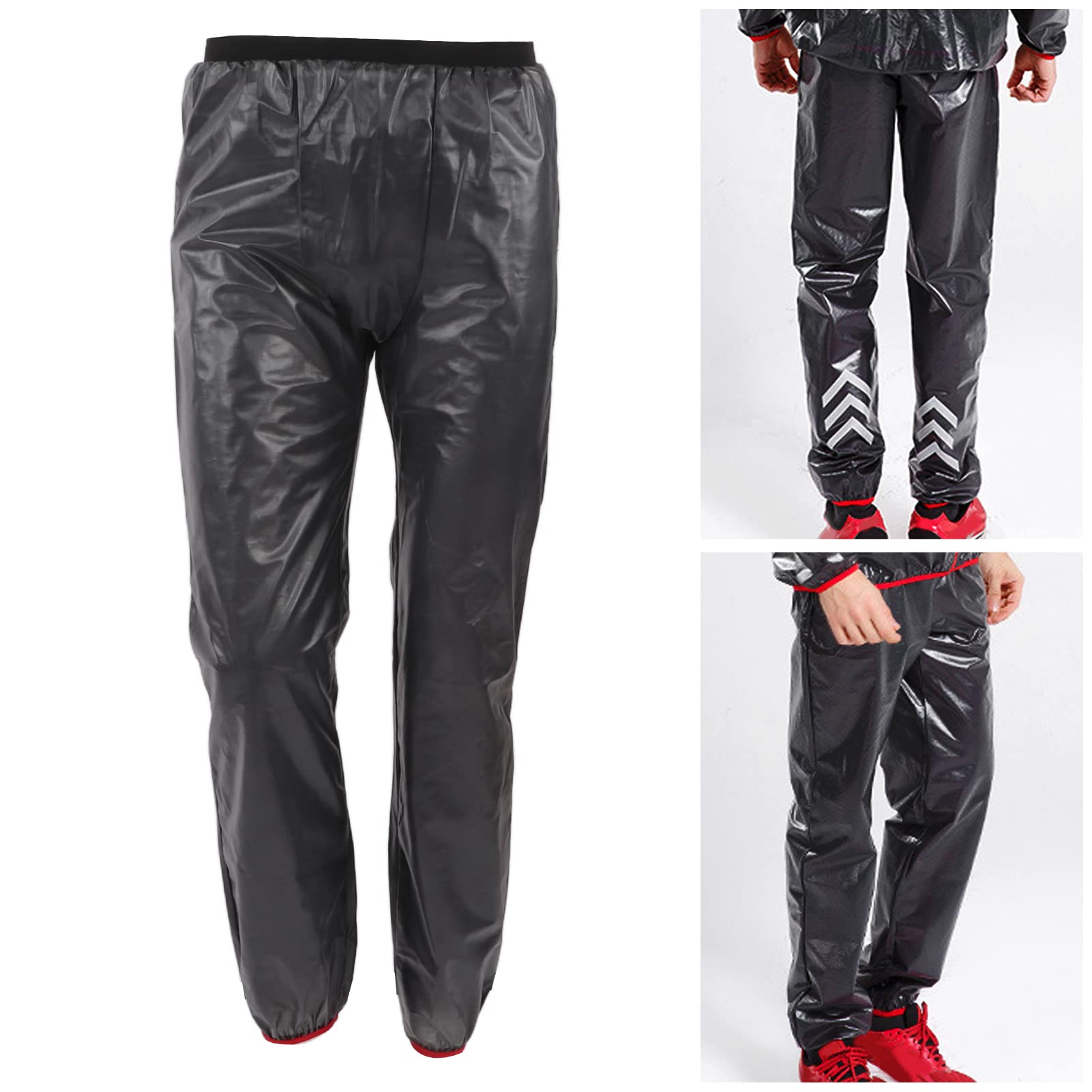 Pantalones de Lluvia Reflectantes Impermeables, Pantalones de Trabajo para Ciclismo Al Aire Libre, Tela Elástica Gris Oscuro
