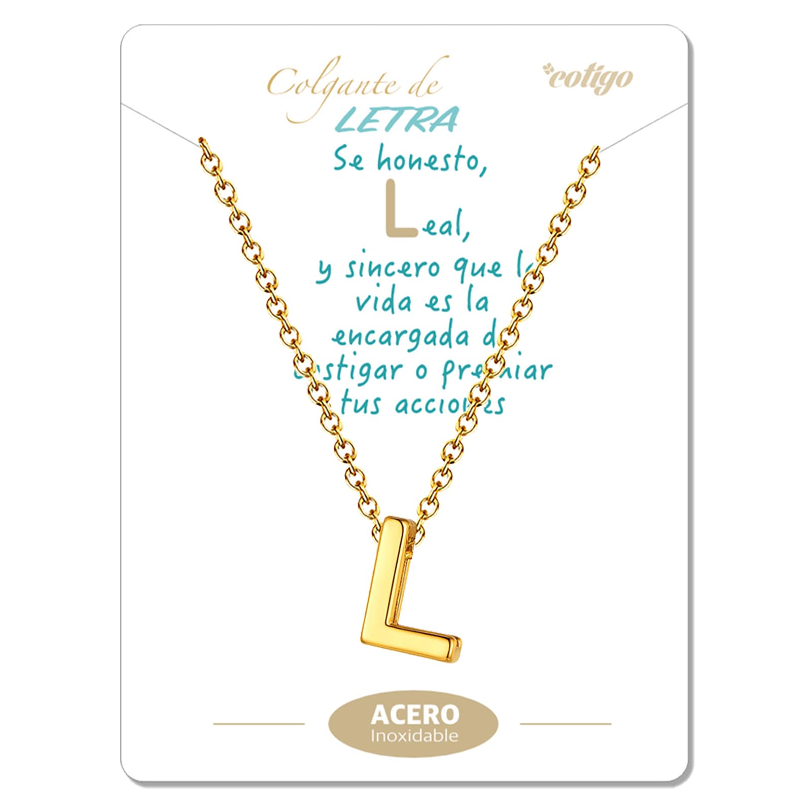 cotigo Collar Inicial Acero Inoxidable, Collar Mujer con Colgante letra A-Z Pequeñas - Bisutería Regalo Madre Cumpleaños, Novia o Amigas, Color Plateado y Dorado