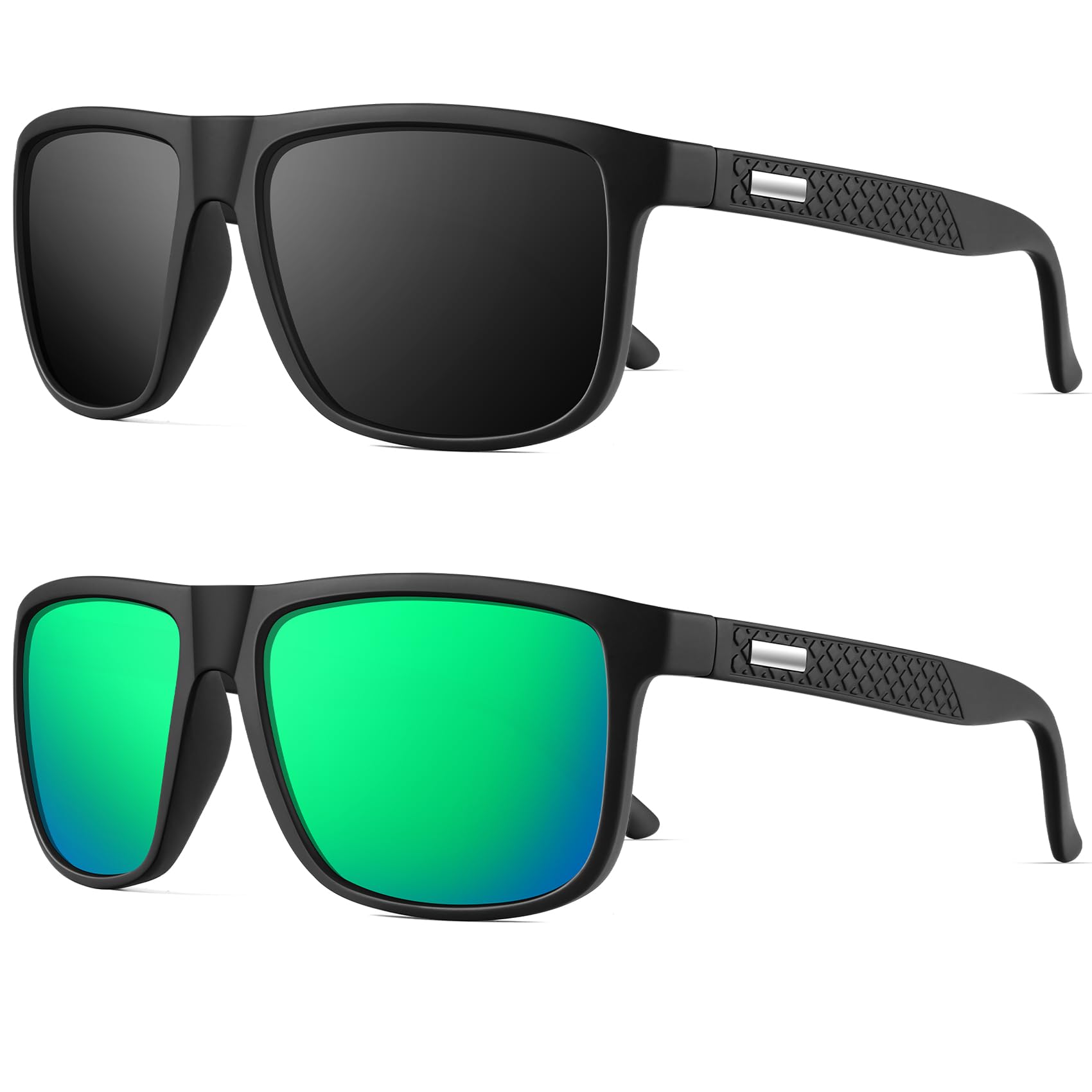 NSSIWPolarized Sunglasses for Men and Women, Mens Sunglasses Polarized UV Protection (Black/Grey + Black/Green)