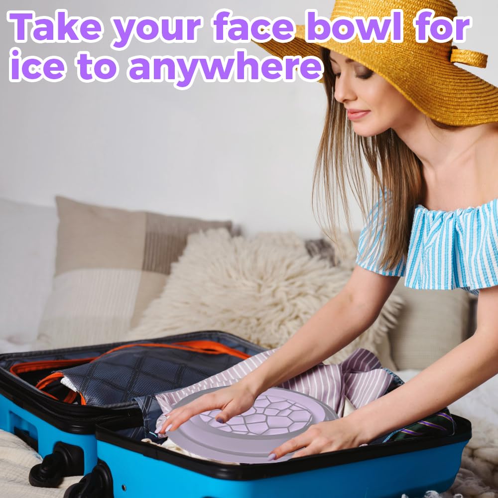 Cuenco Facial Para Hielo, Quick Cooling Face Ice Bath Bowl, Plegable Cuenco De Baño De Hielo Facial con Bandeja de Hielo Incorporad, Portátil Tazón Facial Para El Hogar, De La Hinchazón