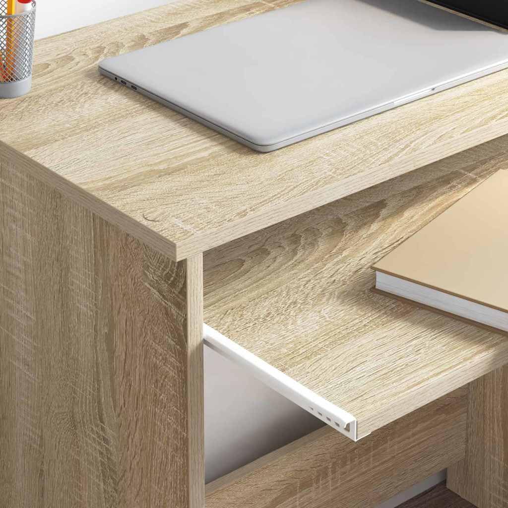 Scrivania in rovere Sonoma, 106 x 41 x 88,5 cm, con cassetto e mensola, moderna scrivania per computer per ufficio, casa, studio, con molto spazio di archiviazione, ergonomica