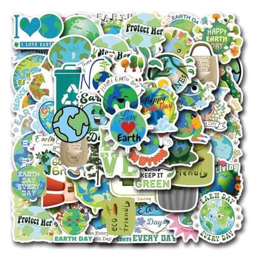 Save Planet Earth Stickers |50 Pcs Eco Friendly Waterproof Vinyl Decals for Bike Water Bottles Laptop Bicycle Refrigerator Cup Luggage Computer Mobile Phone Skateboard Décor