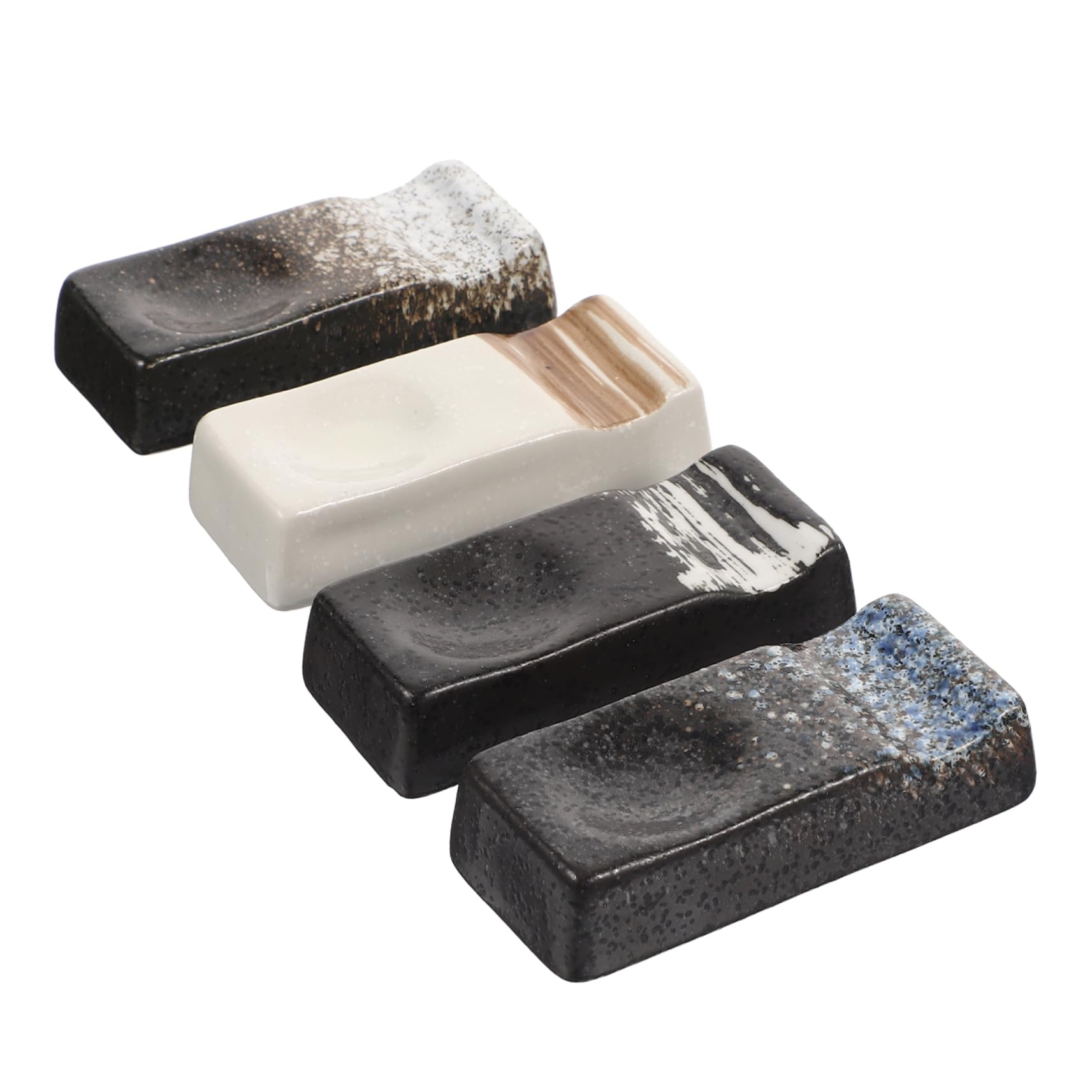 Cabilock 4Pcs Style Ceramic Chopstick Rests Elegant Spoon Fork Holders for Clean Dining Dishwasher Safe Unique Table Decor for Home and Restaurants