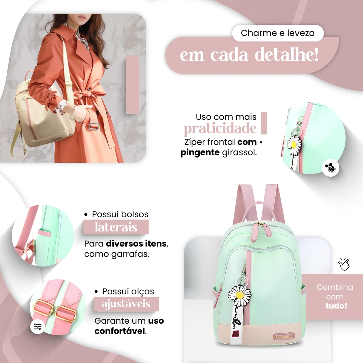 Mochila Feminina Escolar Trabalho Reforçada Bolsa Mulher Passeio Ajustável em promoção! Veja a oferta e mais achadinhos de Bolsas 4 Hoje é o melhor dia para comprar Mochila Feminina Escolar Trabalho Reforçada Bolsa Mulher Passeio Ajustável com aquele preço maroto! Promoção! Aproveite a oferta! 4