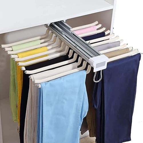 Miniatura 1 de Barra extensible extraíble para armario, soporte organizador de ropa ajustable, perchero extraíble con amortiguador, soporte extensible para