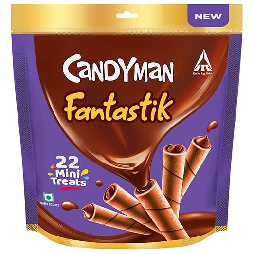 Candyman Fantastik Mini Treats Choco Wafer Rolls Chocolate, 132g