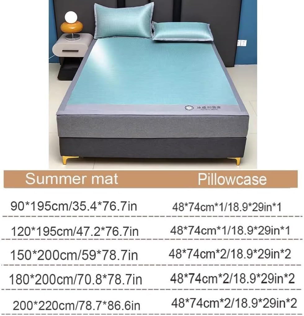 WIGSELBL Cooling Mattress Pad for Hot Sleepers,Ice Silk Cool Mat,Summer Sleeping Pad Ice Rattan Mat Set,Foldable Rattan Bed Pad Cover Quick Cooling(Style-1,120 * 190cm)