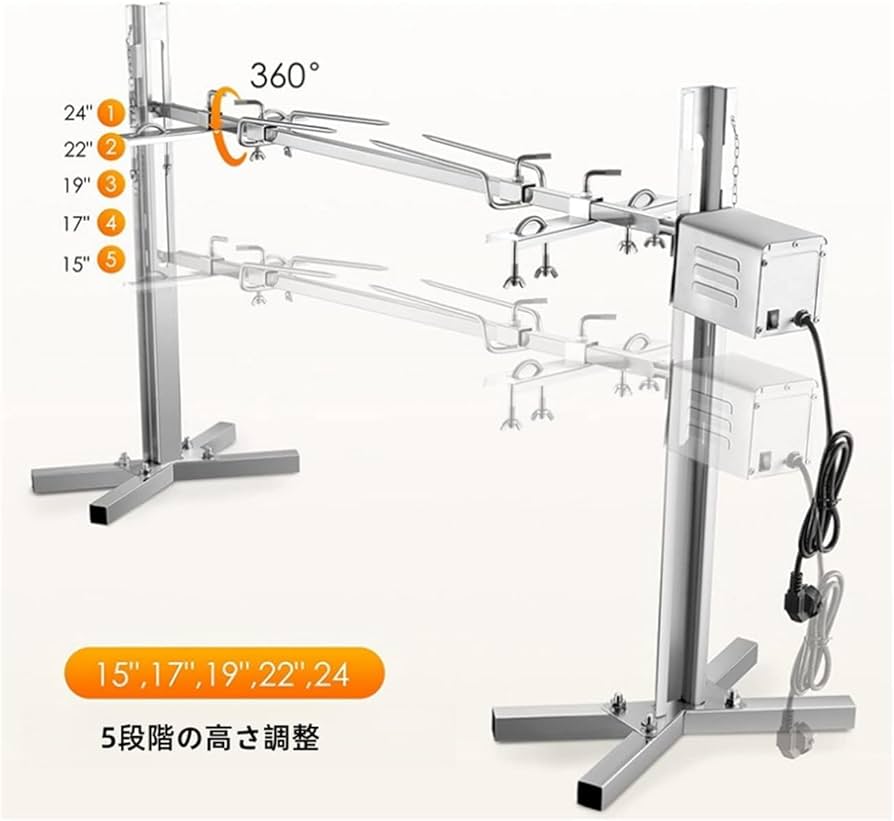 やふたろう　回しお肉焼き機 キャンプやバーベキューで大活躍！モバイルバッテリーで動く