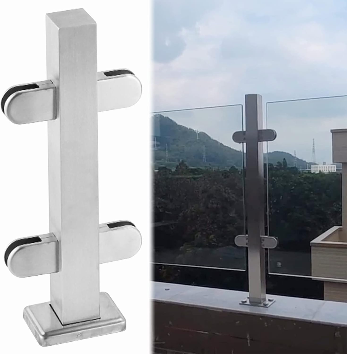 Glass Balustrade Post Silver Glass Railing Kit, Vertical Glass Panel