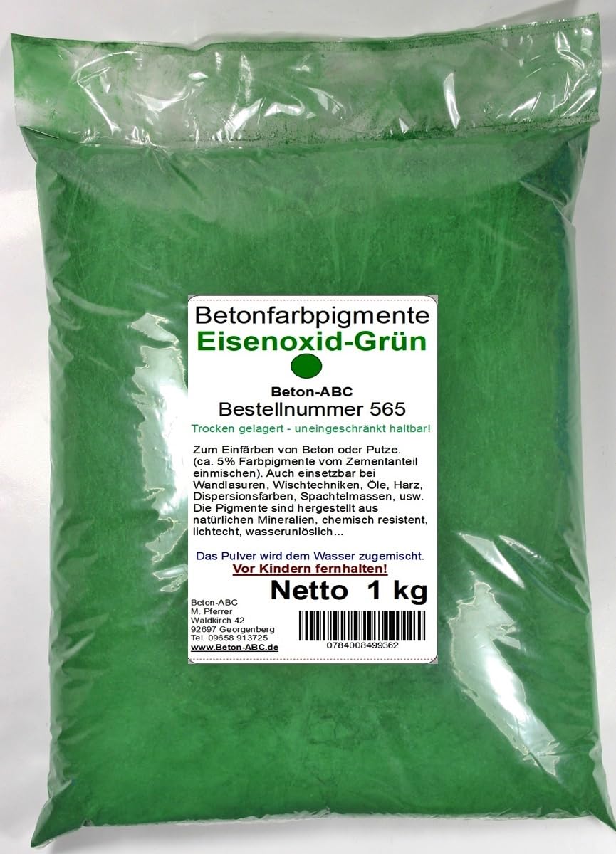 Eisenoxid Grn Pigment 1kg Pulver fr Betonmasse, Putze, Gips, Harz :  Amazon.de: Kche, Haushalt & Wohnen