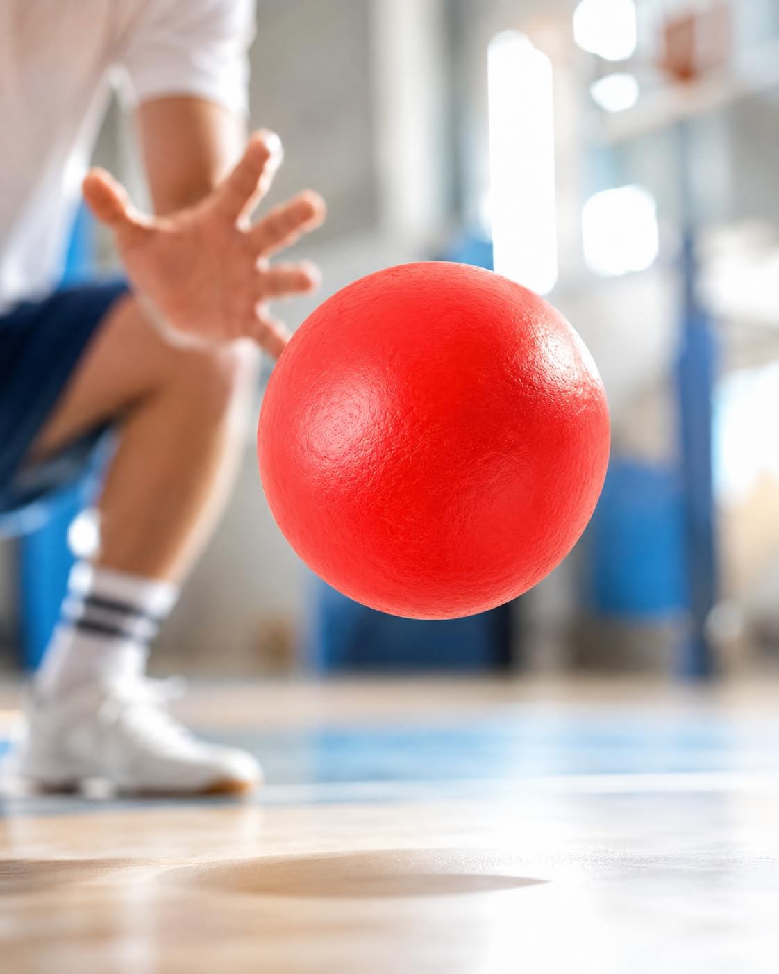 Volley - Schaumstoffball Spielball mit Elefantenhaut, Weicher Wurfball, Robuster Softball aus PUR-Schaum für Schule, Verein & Freizeit, 16 cm Durchmesser, 105 g, hohe Sprungkraft, Rot
