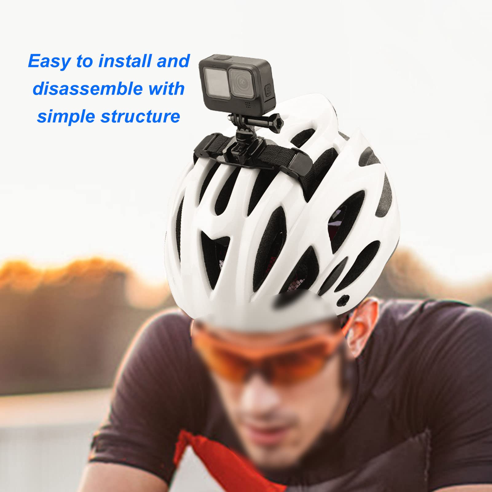 Gavigain Chin Mount, Motorcycle Helmet Accessories Camera Head Mount Action Camera Helmet Mount Strap Attachment with Bracket Adapter Base