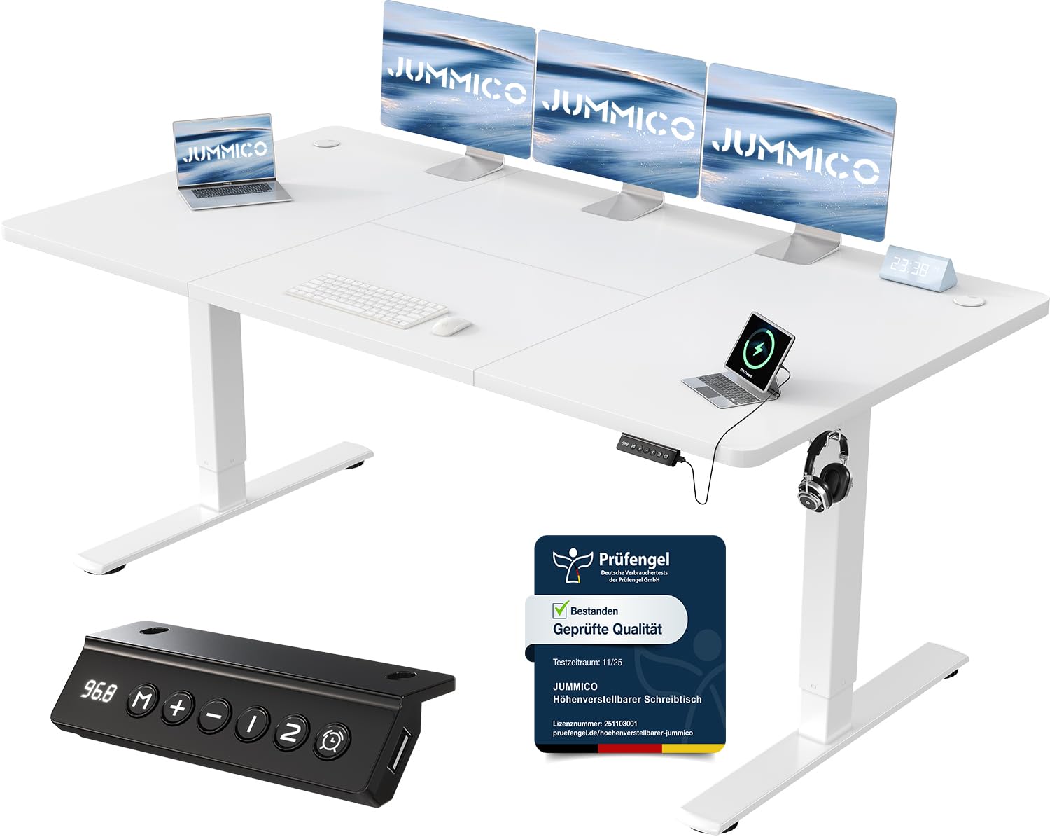 Jummico Höhenverstellbarer Schreibtisch mit USB-Ladeanschluss