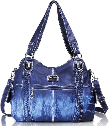 Angel Barcelo - Bolsa de hombro amplia para mujer diseño Hobo cuero lavado Angel Barcelo - Bolsa de hombro amplia para mujer diseño Hobo cuero lavado