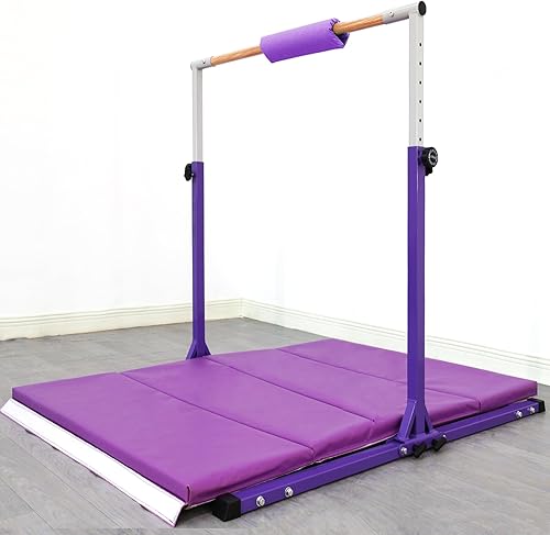 Miniatura 6 de Barra de gimnasia plegable para niños de 3 a 15 años  Barra de gimnasia  Longitud de la base 5 pies6 pies, altura ajustable, equipo de gimnasia para