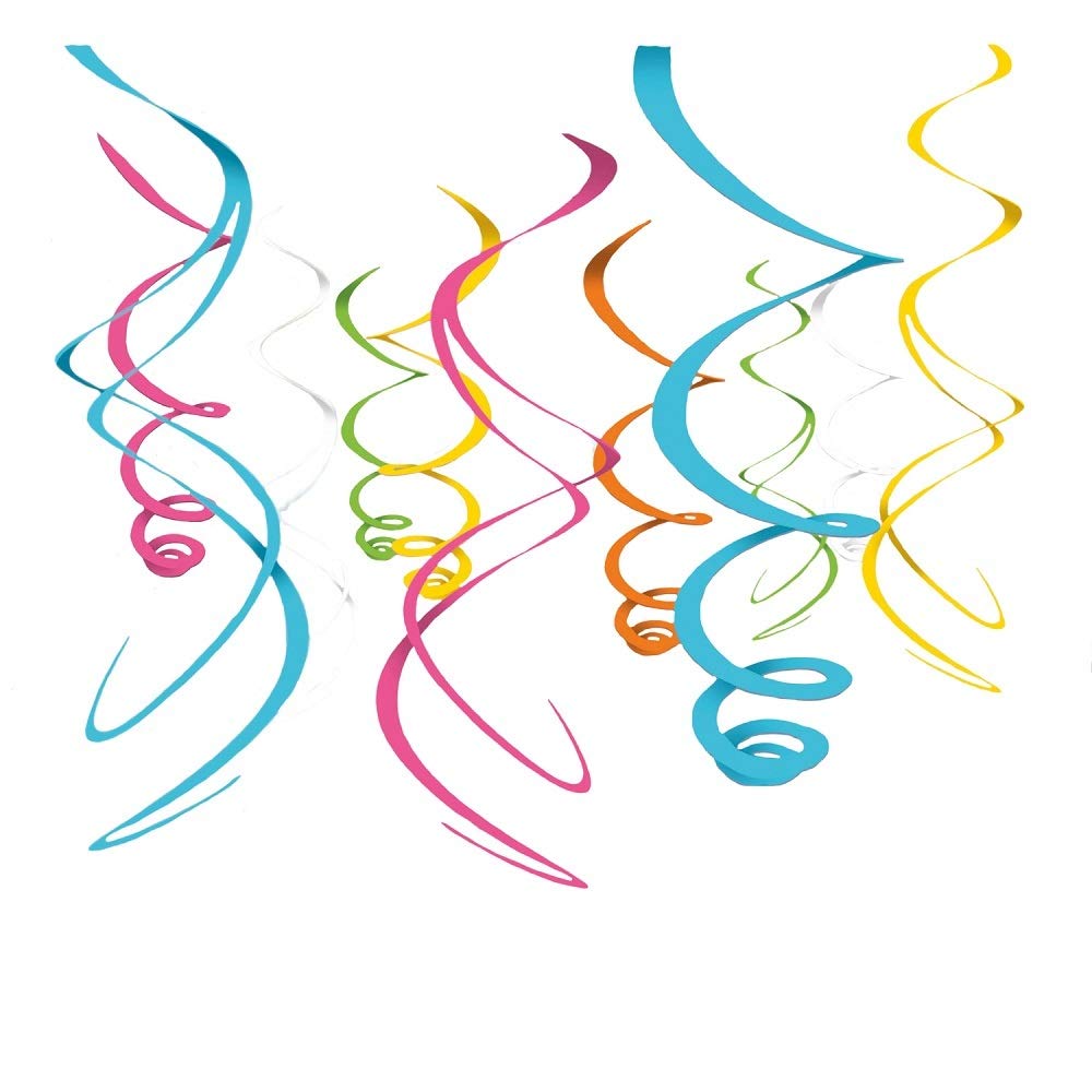 Multi Coloured Swirl Decorations, Pack of 12