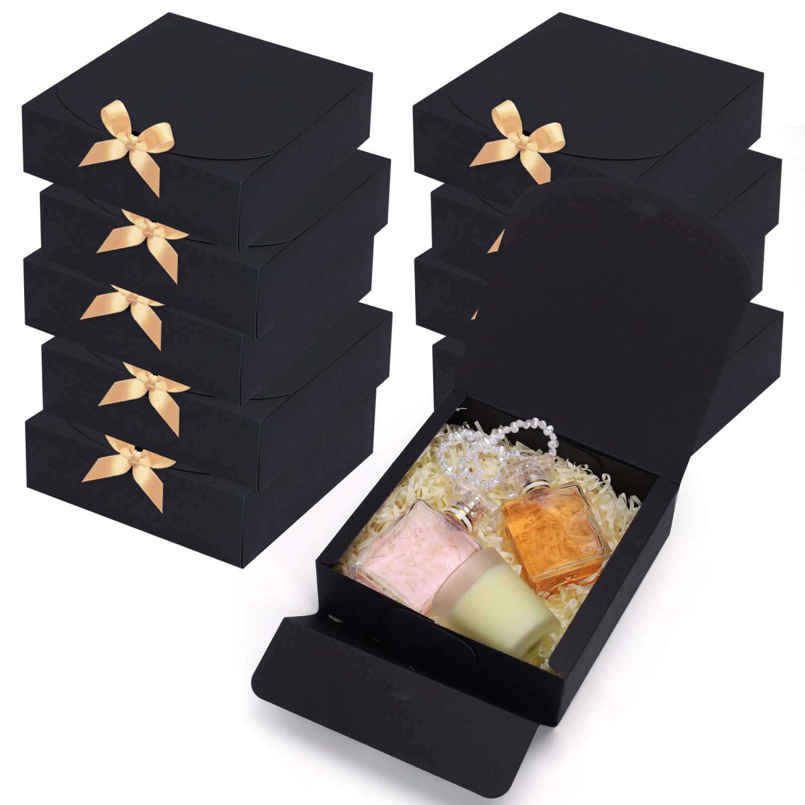 SDBYING 10 Pcs Gift Boxes with Lids Black Cardboard Gift Box 16x16x5 cm
