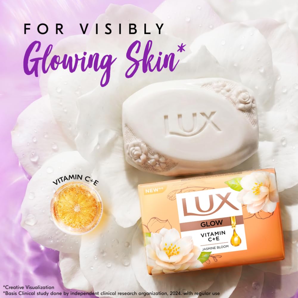 Lux Flaw-less Glow Bathing Soap infused with Vitamin C & E | For Superior Glow | 150g x 3 1