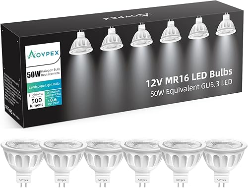 Miniatura 1 de Bombillas LED MR16, ACDC 12 V, 5000 K luz blanca diurna, 5 vatios (50 vatios equivalentes), base Gu5.3 de dos pines, bombillas de foco de ángulo de