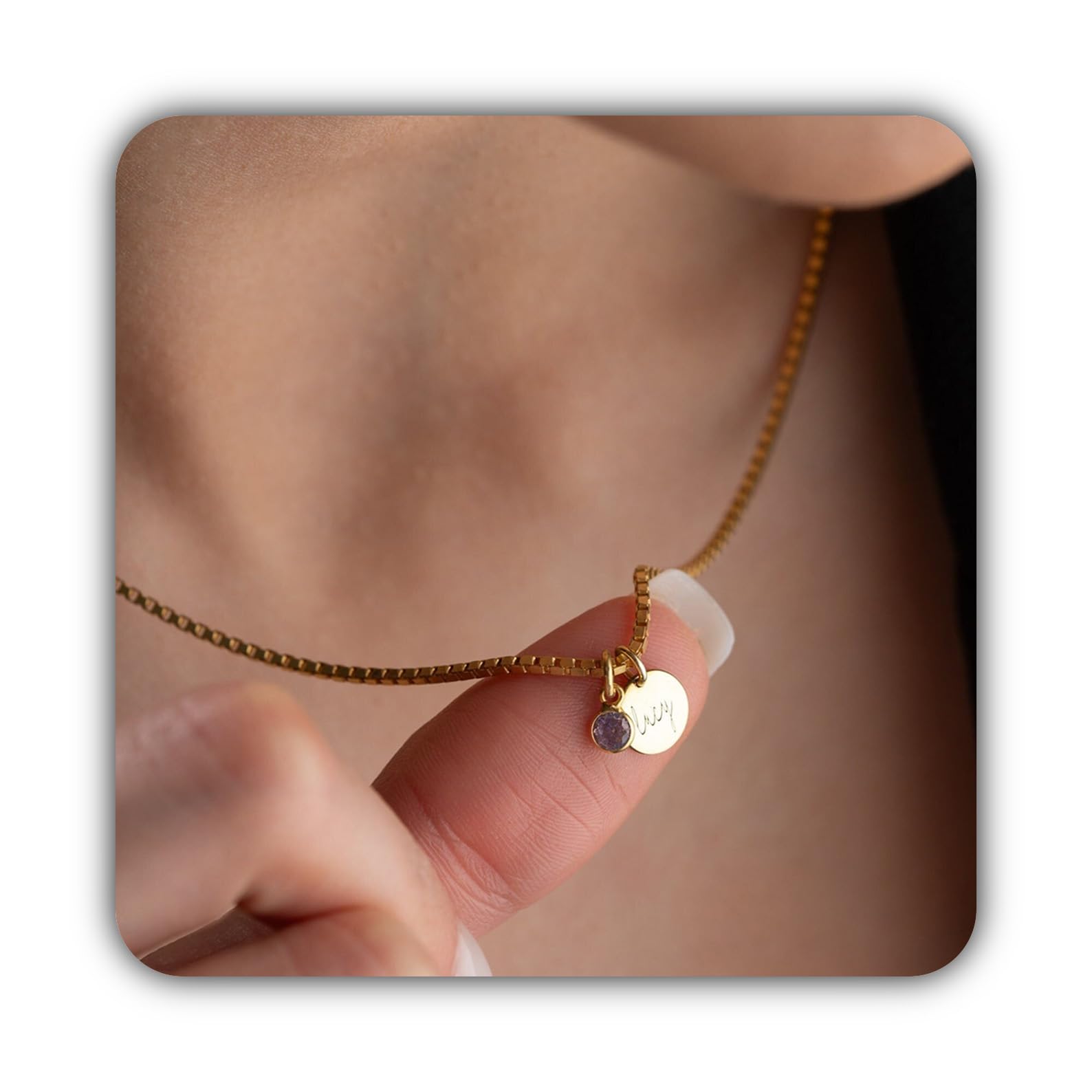Su misura disco collana con pietra portafortuna personalizzato con nome per mamma Festa della Mamma Natale anniversario compleanno