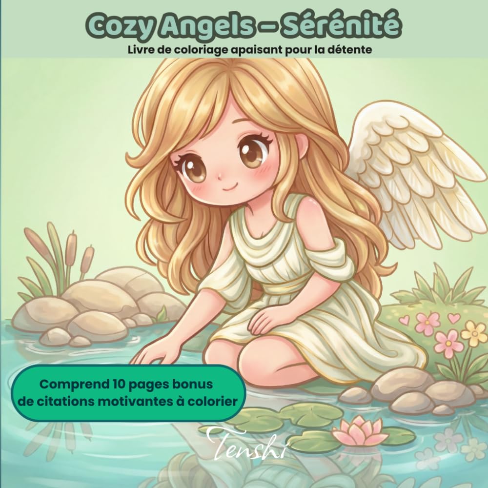 Cozy Angels – Sérénité Livre de coloriage apaisant pour la détente: Avec 10 pages de citations inspirantes à colorier (Cozy Angels Livres de Coloriage)
