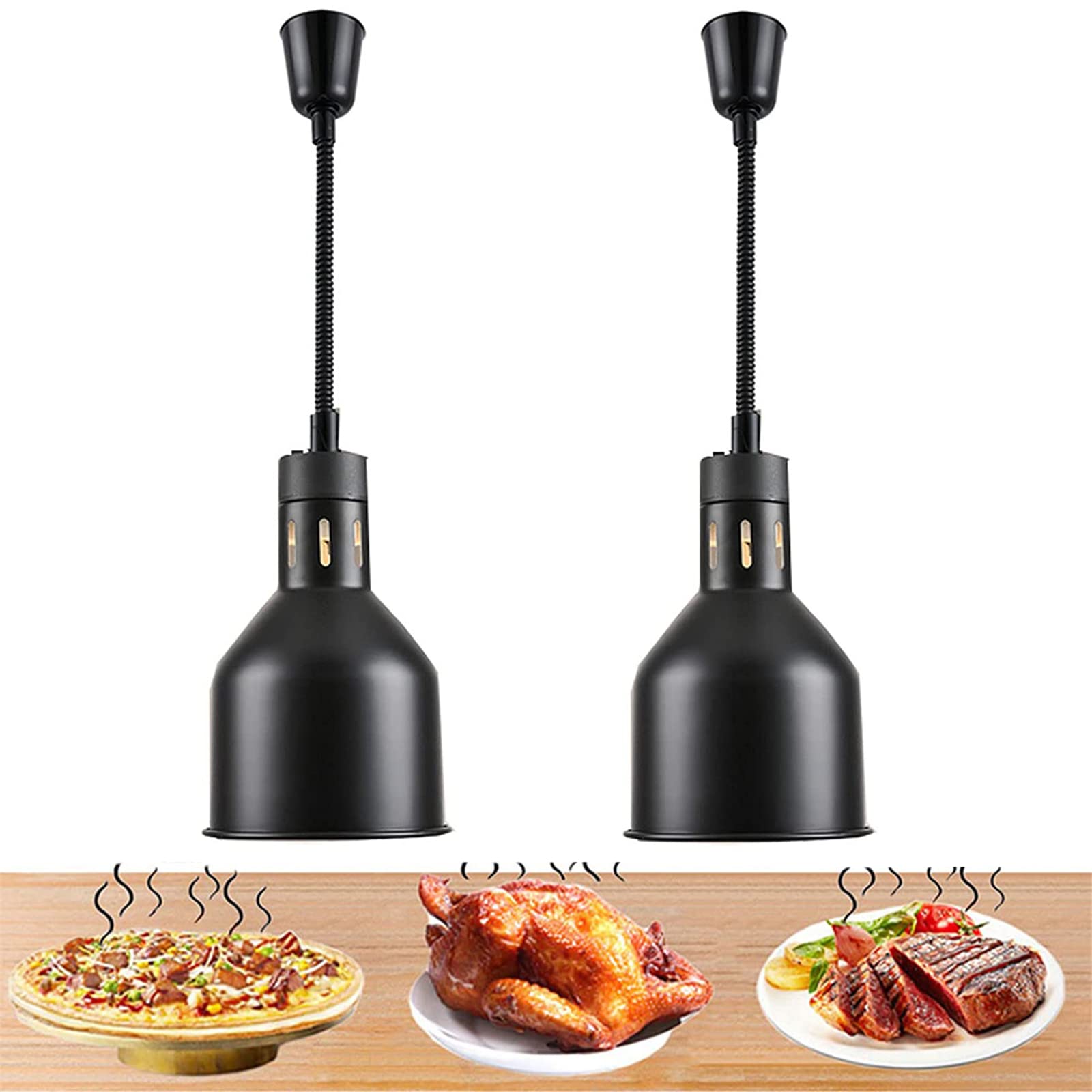 Robot da Cucina per Robot da Cucina 2 Pezzi scaldavivande Commerciale, Lampada riscaldante a Buffet per Mantenere Il Cibo Caldo, 60-180 cm per la Cucina del Ristorante