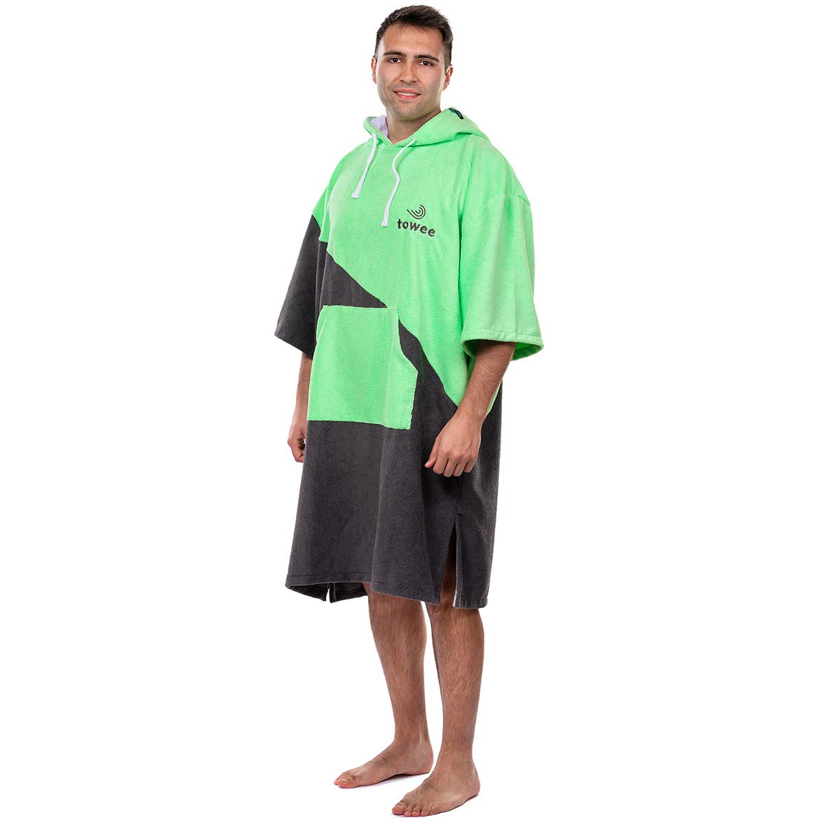 Towee Surf Poncho, Handtuch mit Kapuze, Camping Bademantel für Damen und Herren (Grün, 80 x 115 cm) Fashion