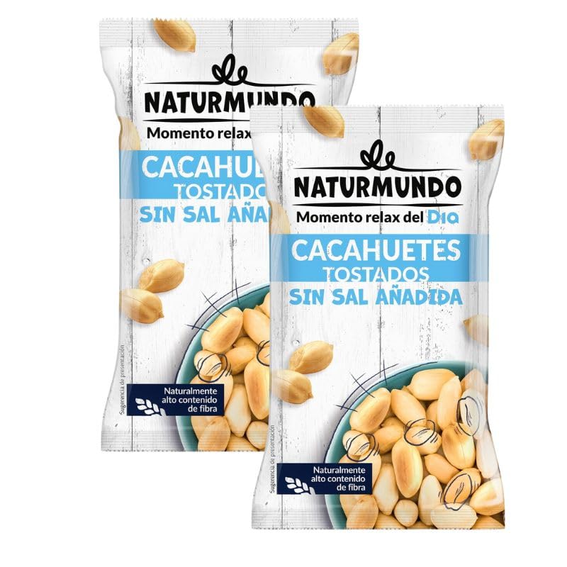 Pack 2 Cacahuetes Tostados Sin Sal Añadida Nmundo – 2 Bolsa x 200 g - Total 400 gr