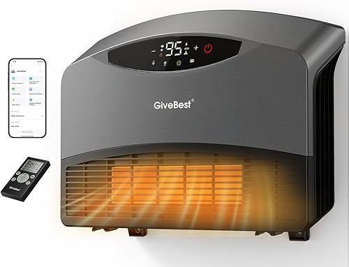GiveBest Calentador de pared inteligente para uso en interiores, calentador eléctrico de 1500 W, funciona con Alexa, termostato ajustable, control