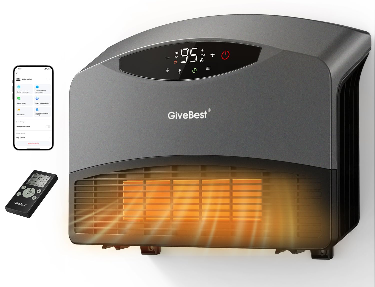 GiveBest Smart Wall Heater Grey