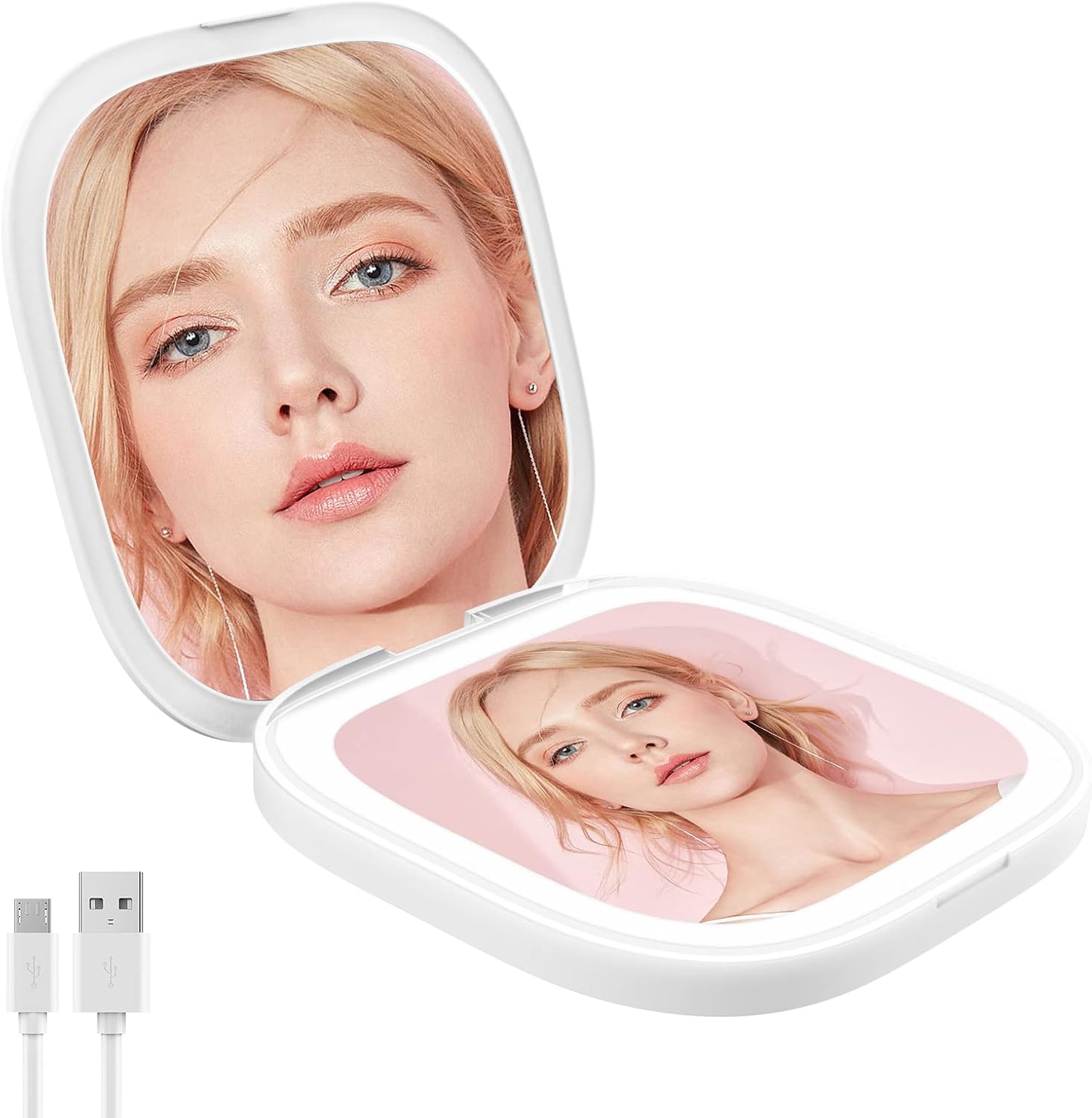 Zelaxy Rechargeable LED Lighted Travel Makeup Mirror, 1X 3X Magnifying