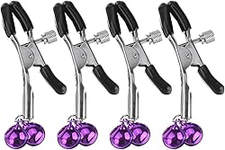 TNSRAY 4 Piezas Abrazaderas de Campana de Plata con Clips Ajustables para Mujer, Abrazaderas de Cadena de Metal de Campana Grande para Mujer, Cadena de Silicona con Clip de Látex para Mujer Happy Sex