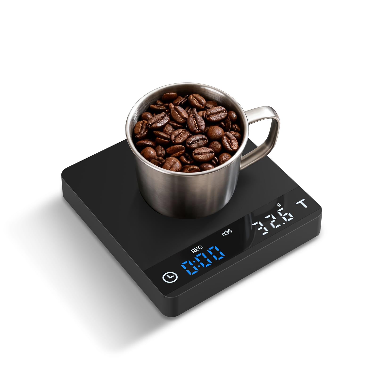 Metal Coffee Scale with Timer, Espresso Scale with Auto Timing, 3 Mode for Espresso Machine and Pour-Over, 2kg/0.1g High Precision Scale, Aluminum Body with LCD Display, Rechargeable
