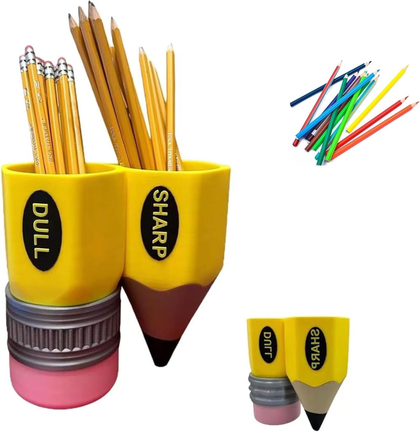 CVQJL Sharp-Dull Pencil Holder, Cute Resin Pencil Shape Storage Organizer, Unique Pencil Shaped Pencil Holder, Creative Resin Crafts Pencil Holder for Home, School, Classroom A