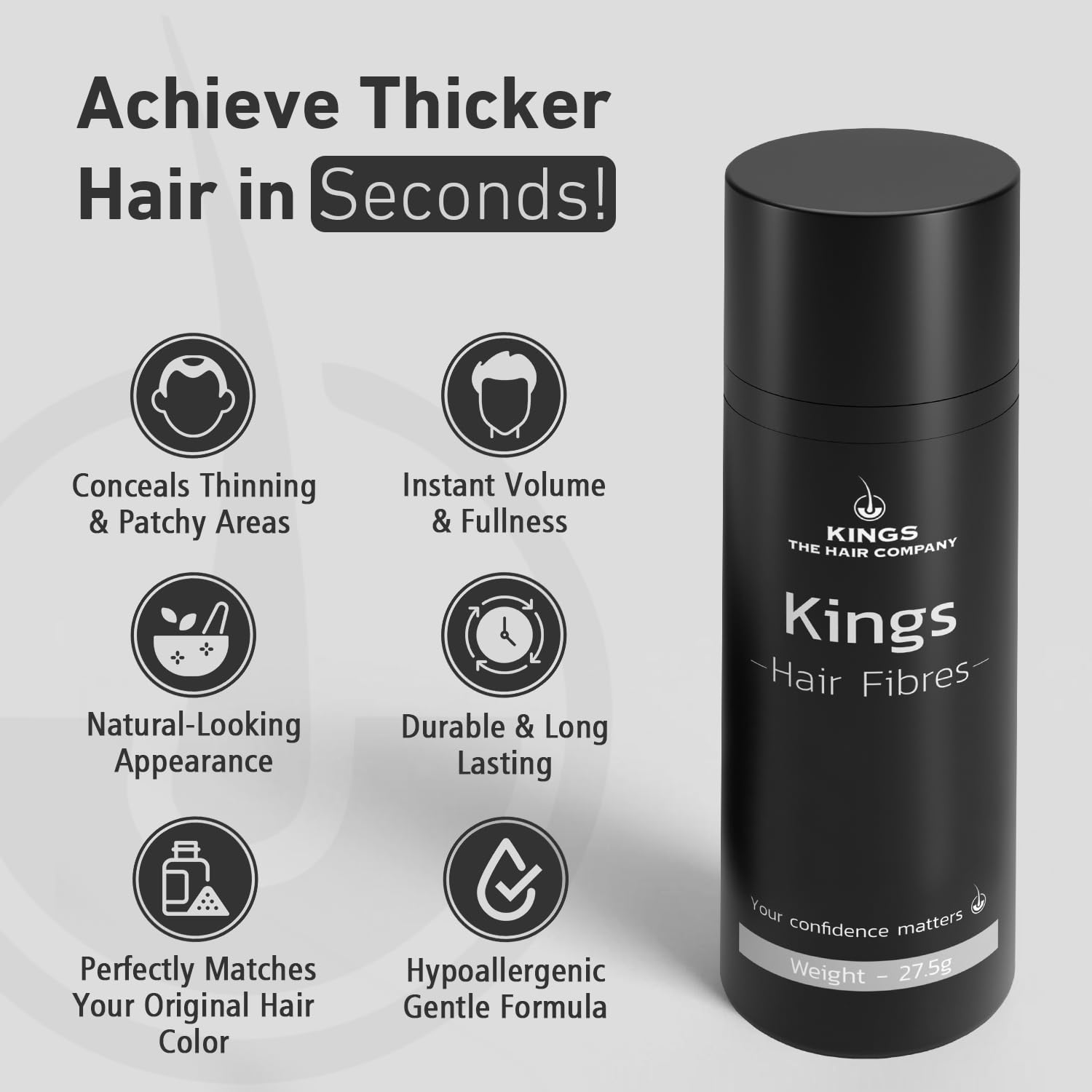Kings Hair Fibres (Pack of 1 MEDIUM BROWN), 27.5 g (Pack of 1) - Image 2