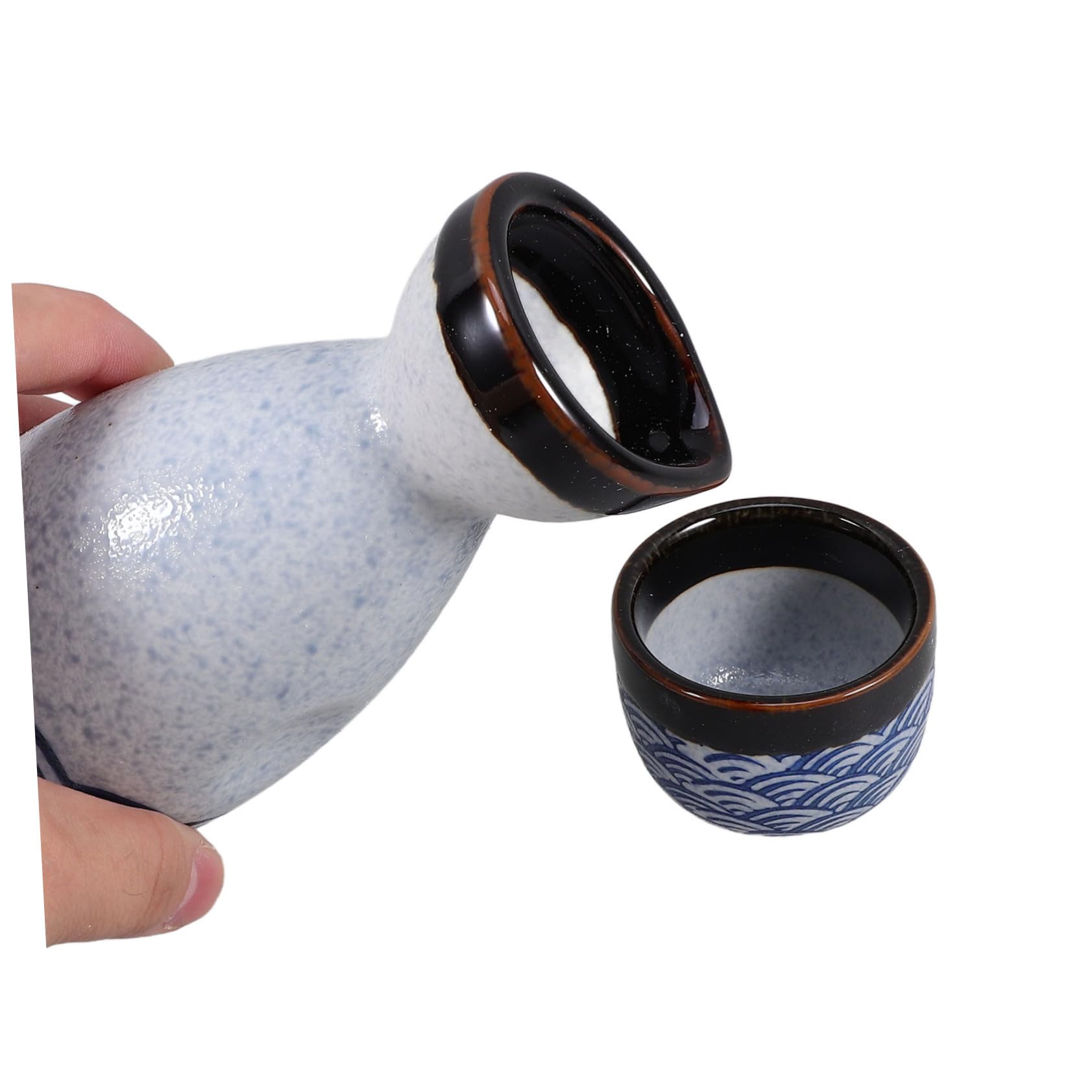 Alipis Juego de Sake de Estilo Japonés, 5 Tazas Esmaltadas de Cerámica