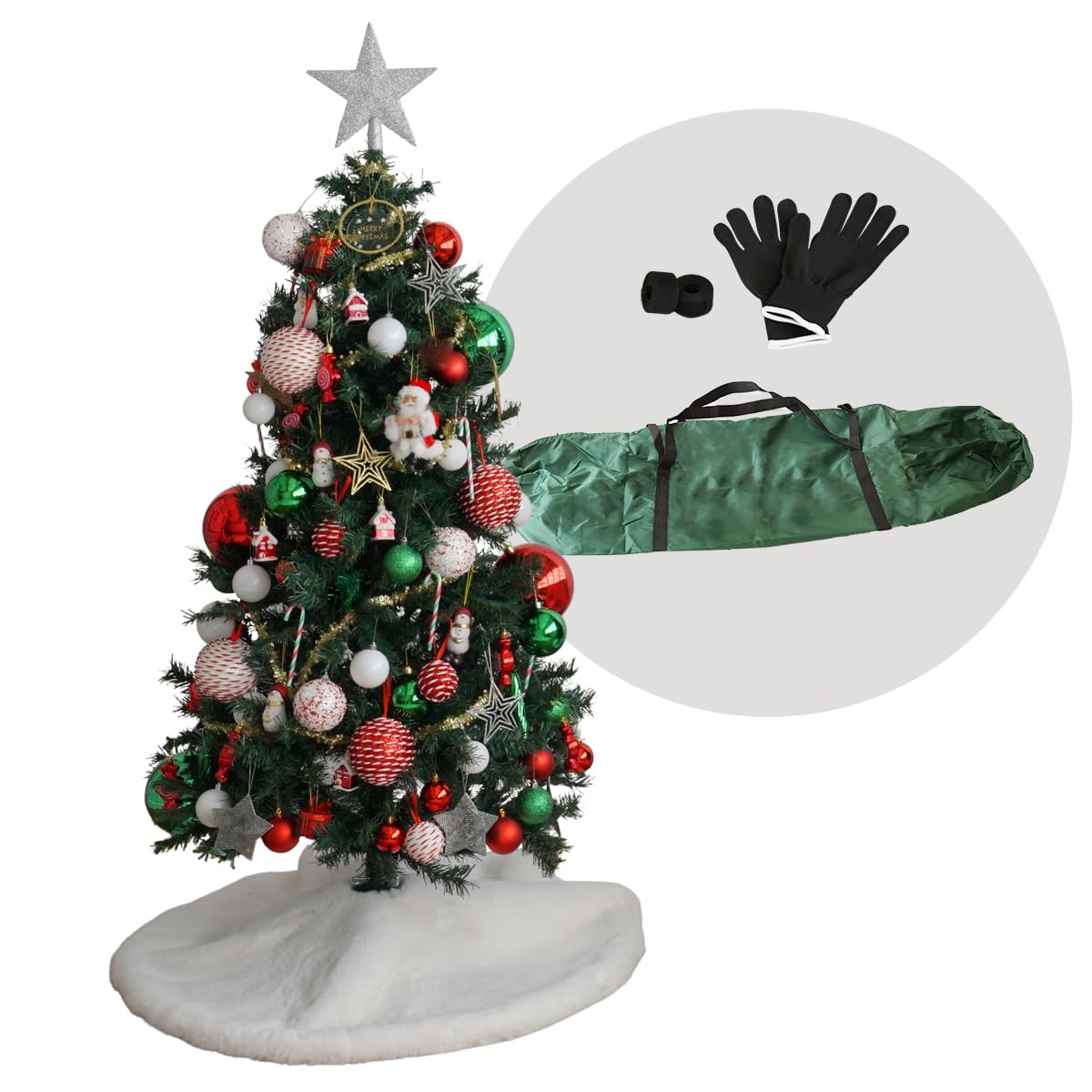 Amazon.co.jp: クリスマスツリー ボンボンフリュ 赤と白のポップな