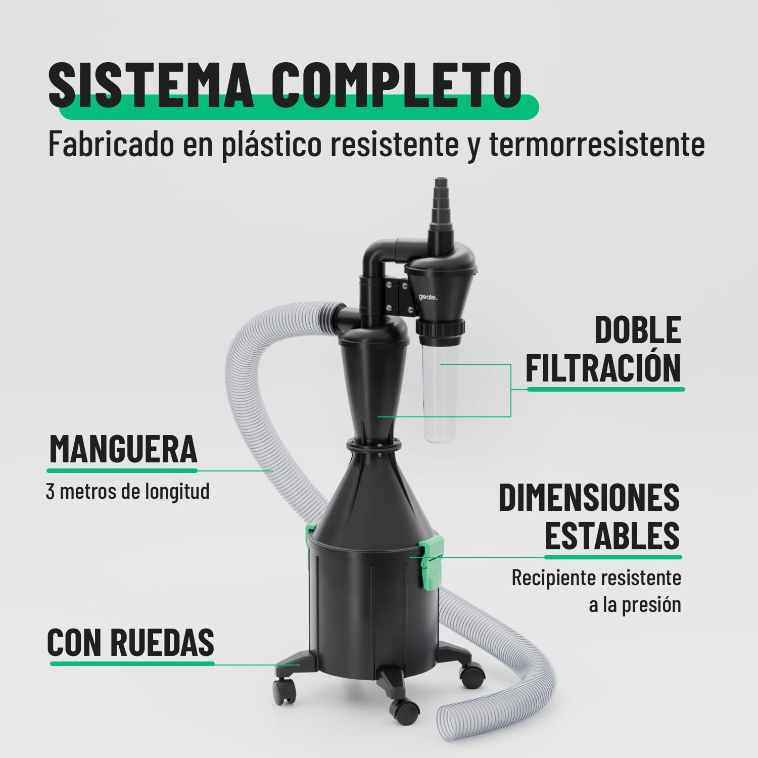 greate separatore ciclonico de 2 etapas con depósito de 17 L - ciclone separatore para Taller, móvil o Fija - ciclone separatore per Legno - Dust Commander - Aspiratore Ciclonico