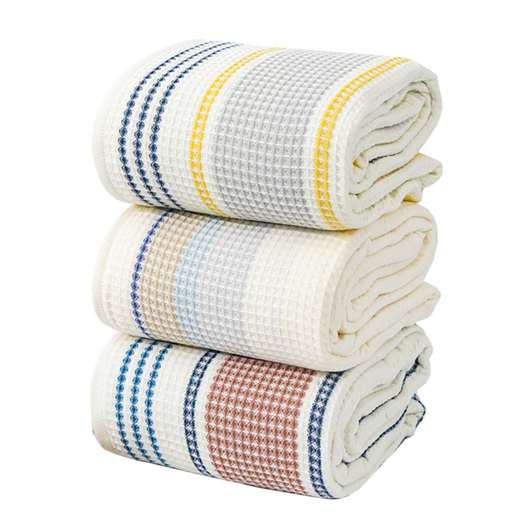 Serviette de bain rayée en coton 70x140 cm pour femme et adulte