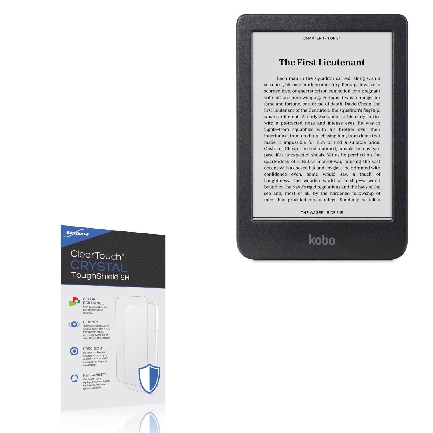 BoxWave Screen Protector Compatible with Kobo Clara BW - ClearTouch Crystal ToughShield 9H (2-Pack), Clear 9H Tough Flexible Film Screen Protector