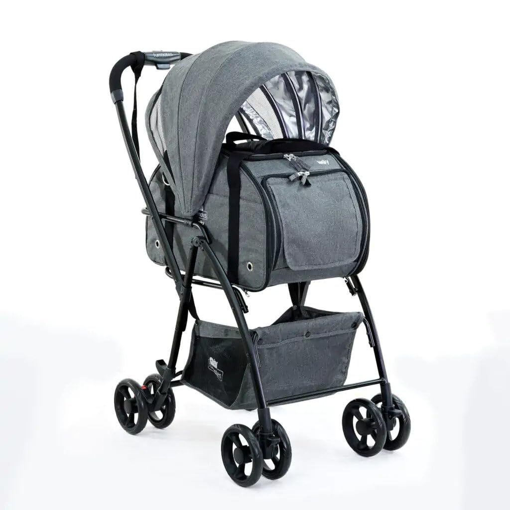 FurMates Walky pet Stroller for Dogs and Cats with Removable Carrier, Sun Canopy, Strorage Pockets, Easy fold, Keep You Pets Safe, Easy to Use