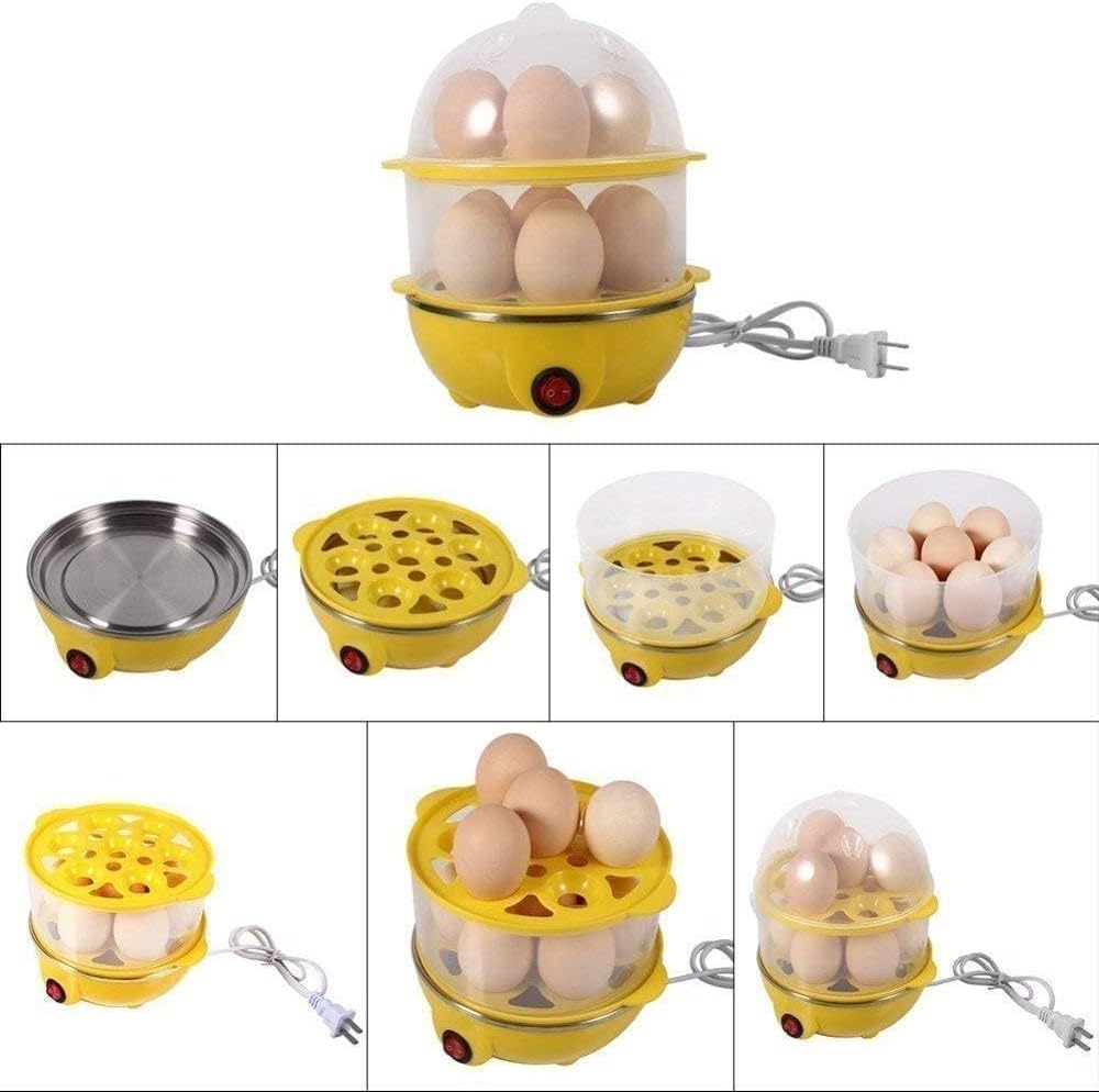 Electric Egg Boiler & Omelette Maker | 2-Layer Egg Cooker | Portable Egg & Milk Boiler | 14-Egg Capacity | Automatic Shut-Off | Steamer Tray Included | Fast Boiling for Soft, Medium & Hard Eggs