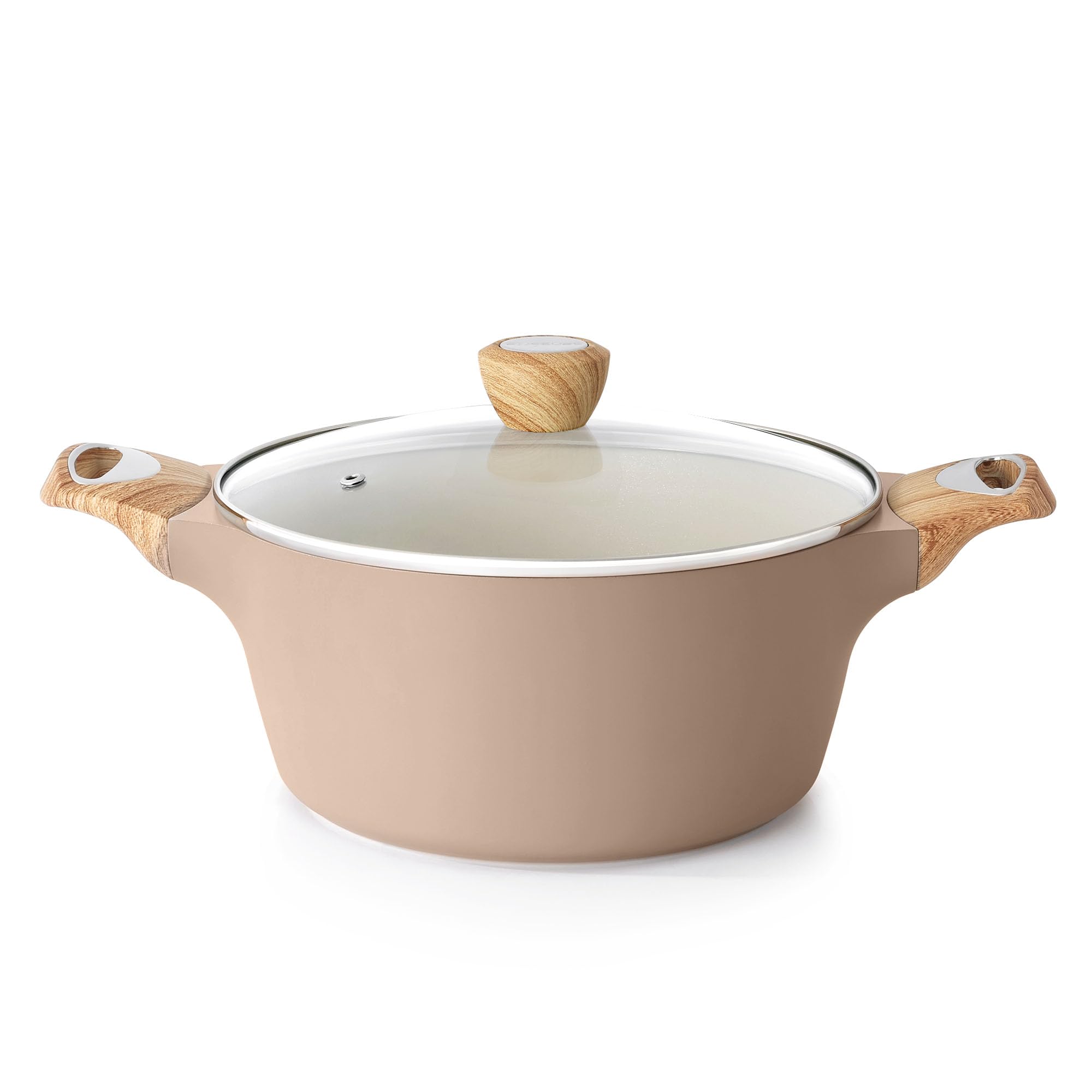 SENSARTE Ceramic Nonstick Stock Pot with Lid, 2.6/4.5/6.6 QT Soup Pot Casserole Pot, Non-toxic Healthy Pasta Pot, Large Cooking Pot Stew Pot, Induction Compatible, PFOA PFAS PTFE Free, Taupe