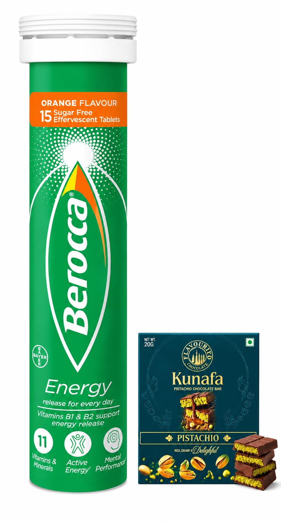 Berocca Vitamin C Effervescent Tablets, with Magnesium, Vitamin B12 and Vitamin B Complex (B1, B2, B3, B5, B6, B7, B9 and B12), Orange Flavour Tablets, 15 Tablets