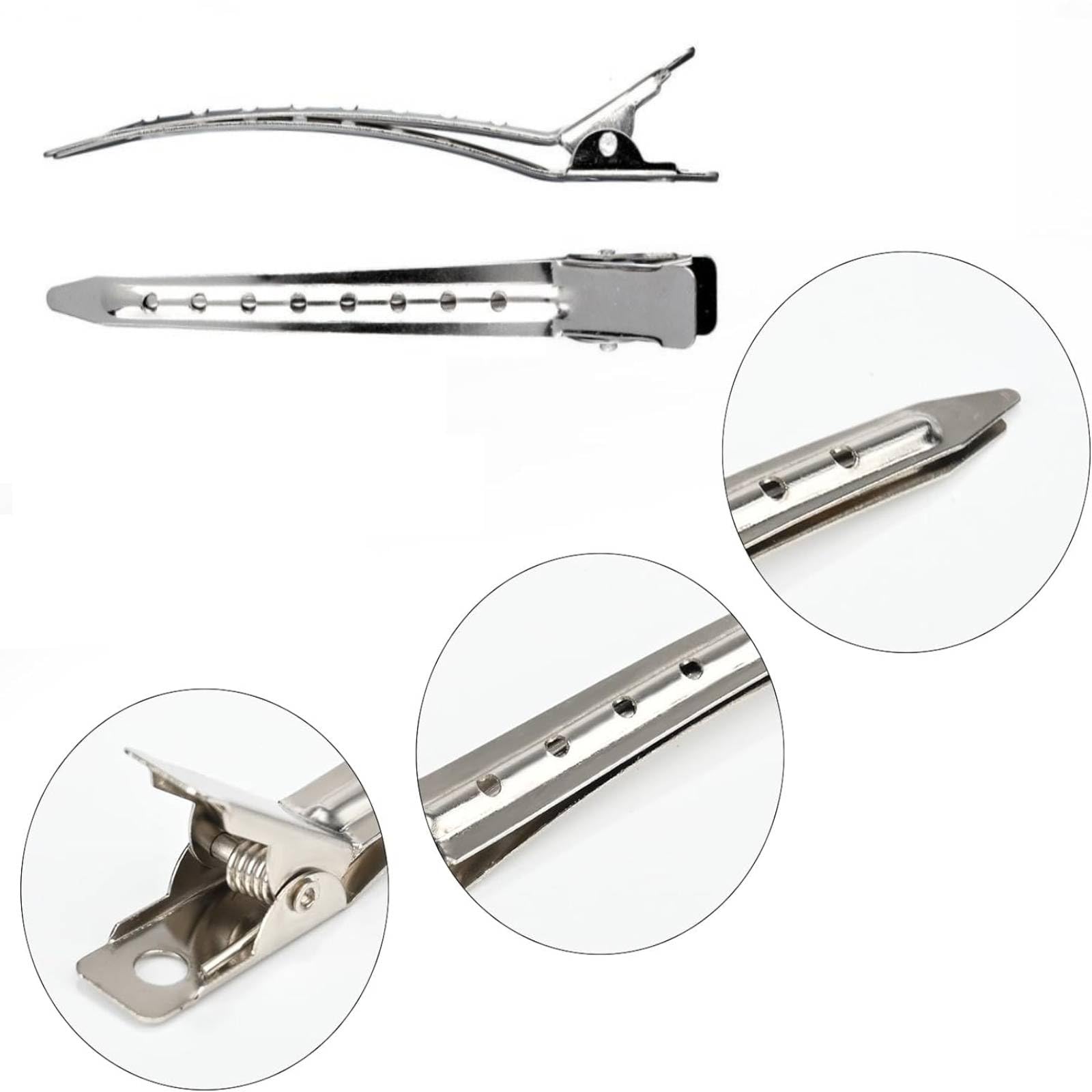 Becchi D'oca per Capelli 24 pezzi, Clip Capelli Donna 3,5 pollici, Fermagli per Capelli in Metallo, Professionali Antiruggine per Becchi per Capelli con Fori per le Estensioni dei Capelli (24pcs)