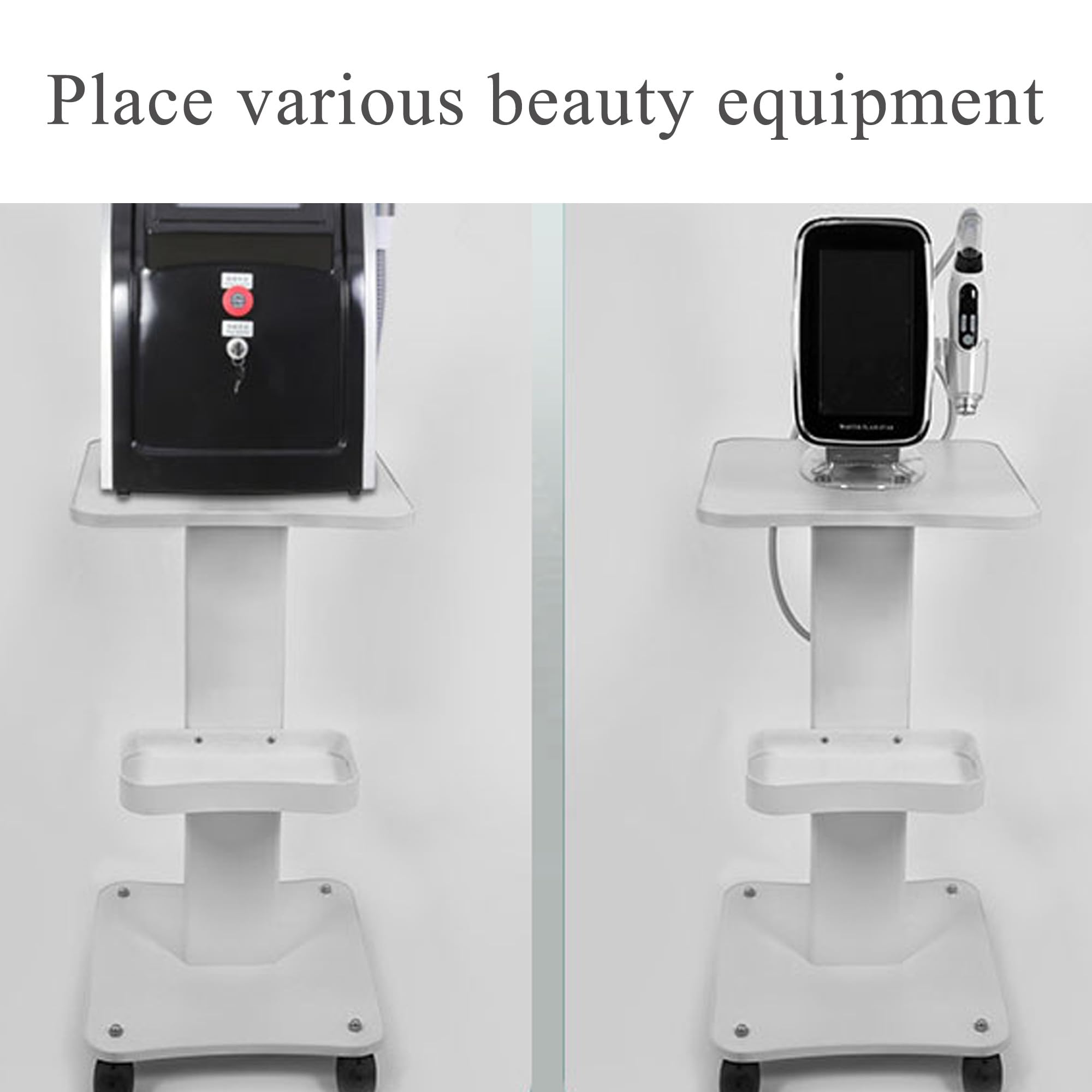 Carro con Ruedas para Salón de Belleza, Almacenamiento de Instrumentos de Belleza, Multifunción Portátil Carrito Rodante, Carrito de Peluquería, Blanco, Carrito Auxiliar con Ruedas
