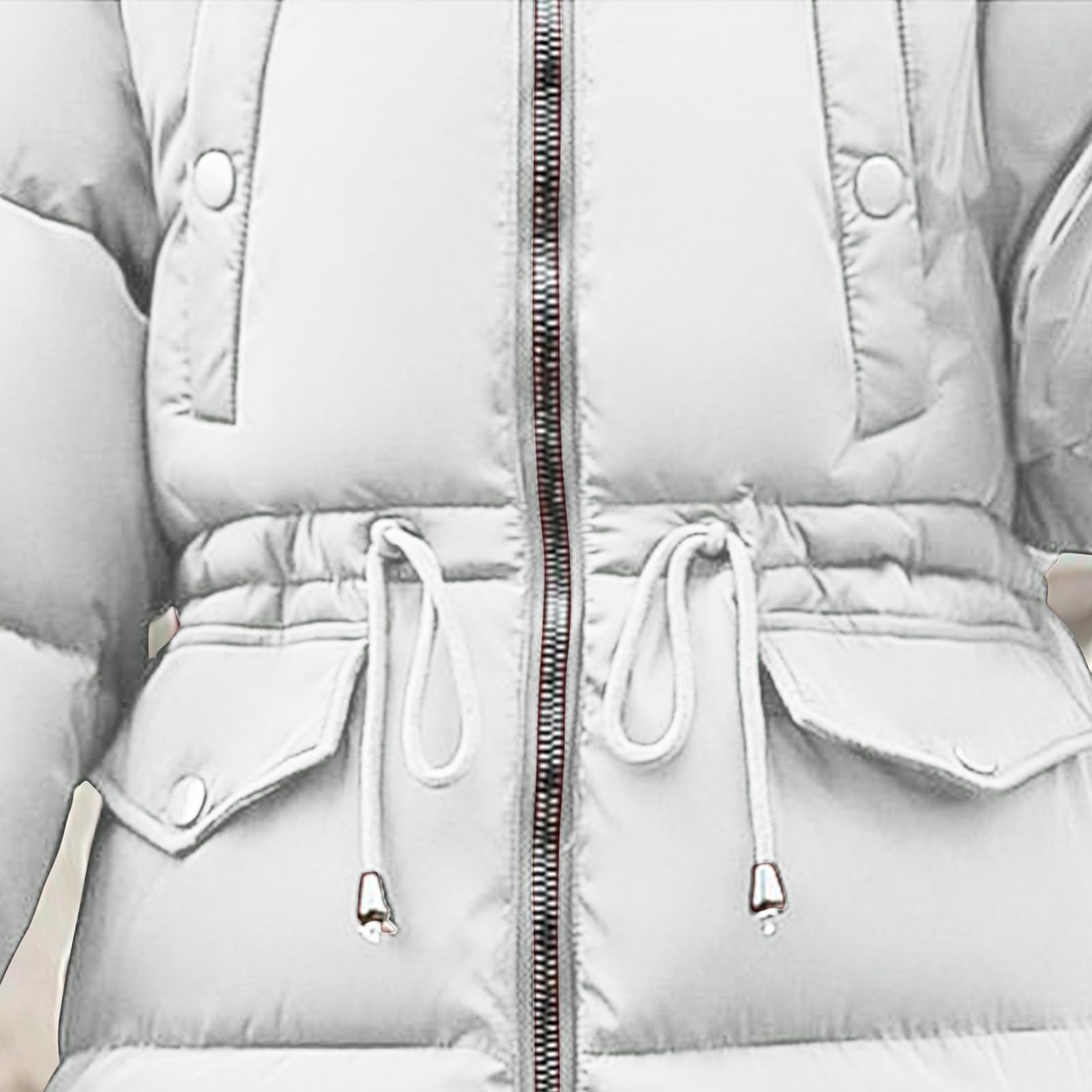 Generisch 2027-Gepolsterte Jacke Langer Schnitt mit Großem Kragen für Kalte Wintertage Warme Wattierte Damenparka mit Taschen